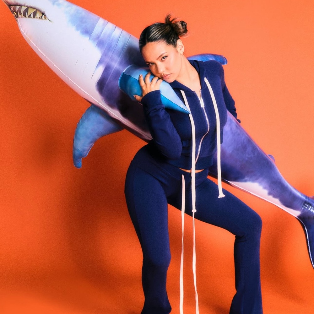 body by raven tracy knit wear set Blue Zip-Up Hoodie and Pants
